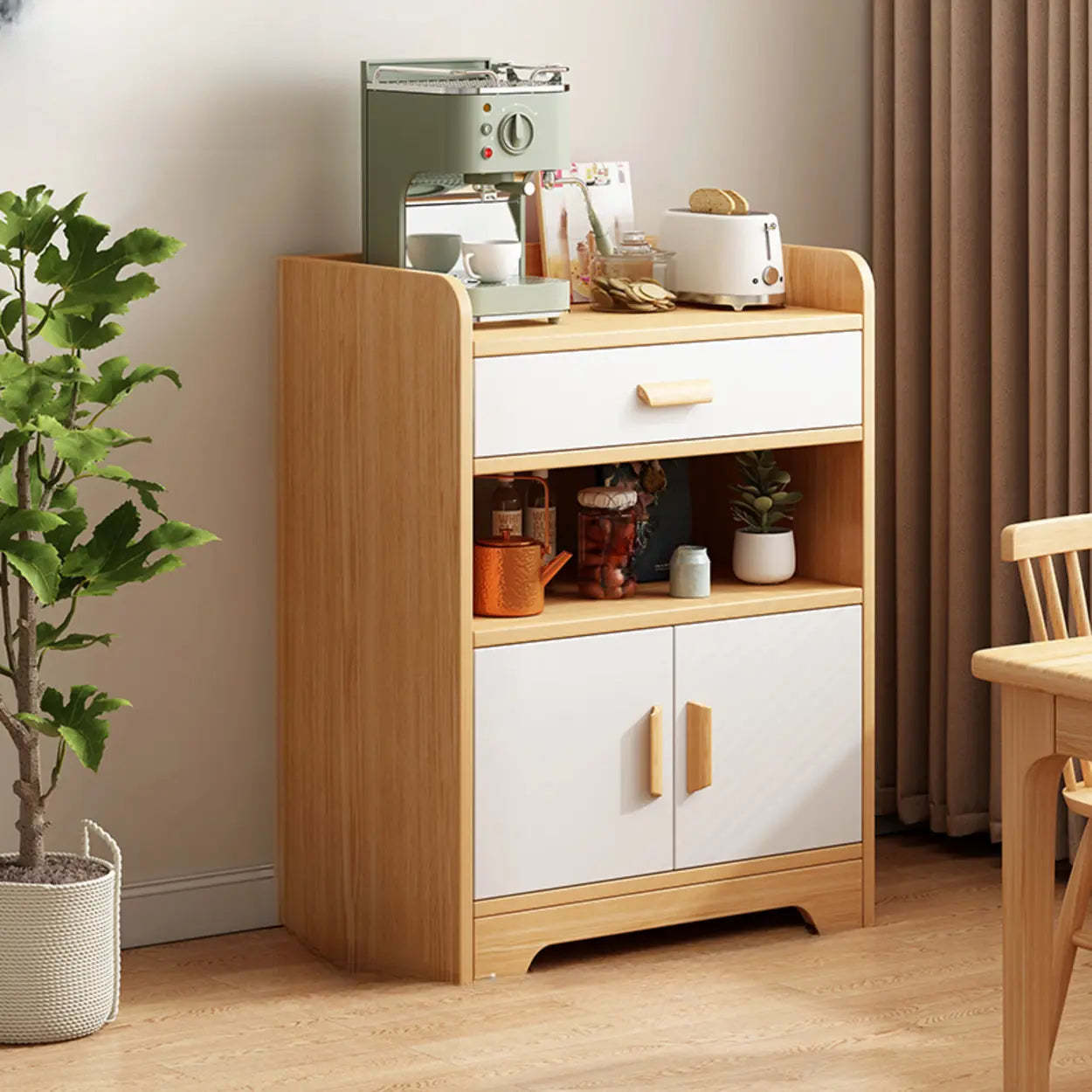 Nordic Oak Rectangular Kitchen China Cabinet