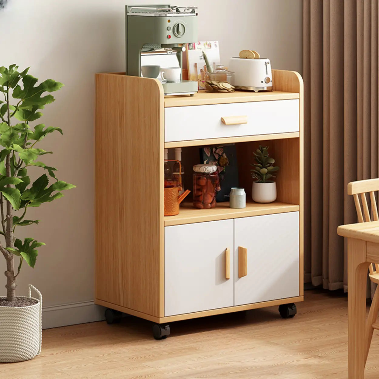 Nordic Oak Rectangular Kitchen China Cabinet