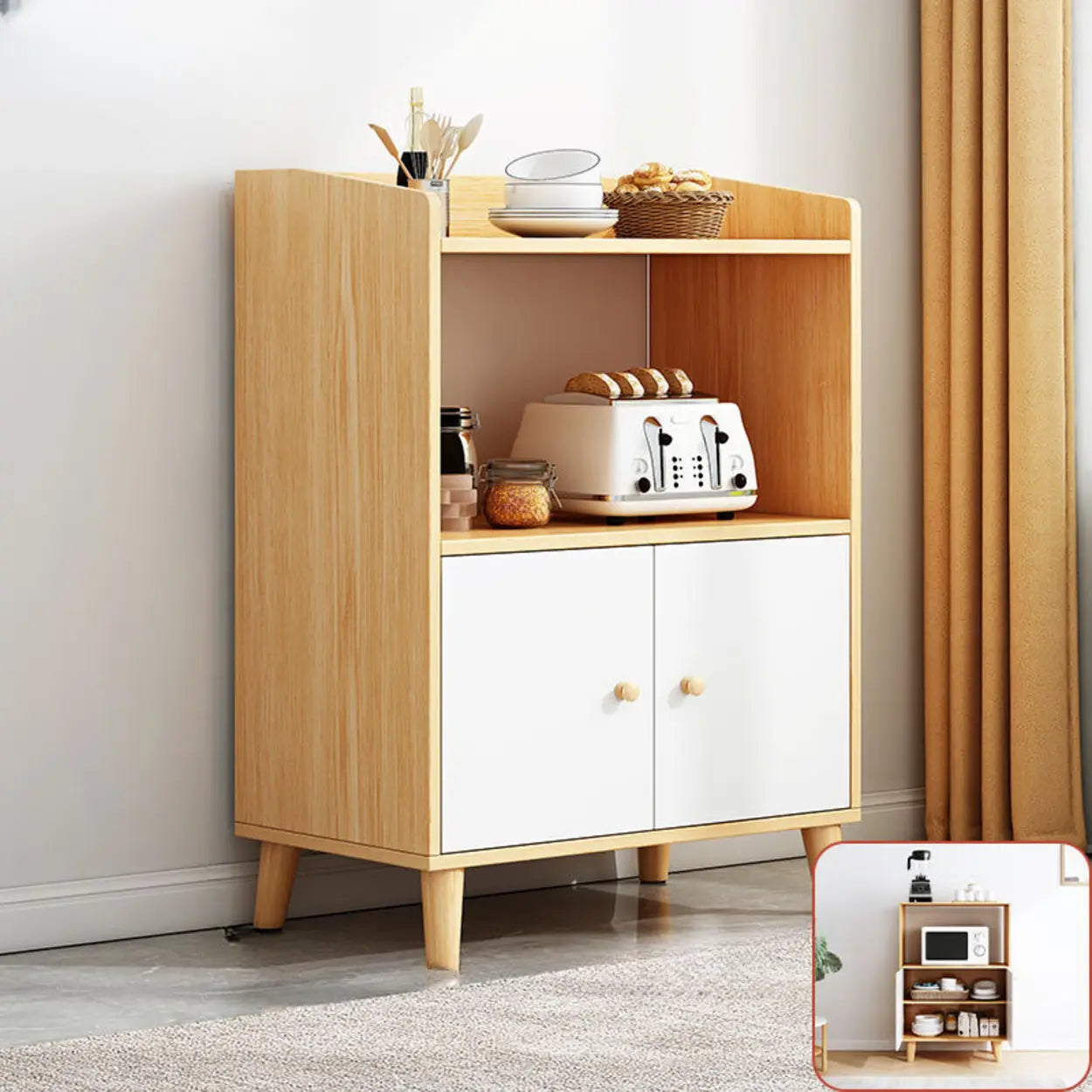 Nordic Oak Rectangular Kitchen China Cabinet