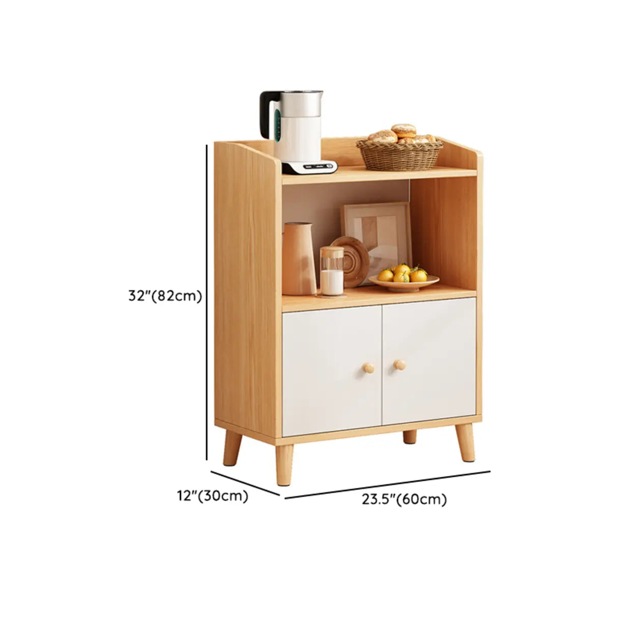 Nordic Oak Rectangular Kitchen China Cabinet