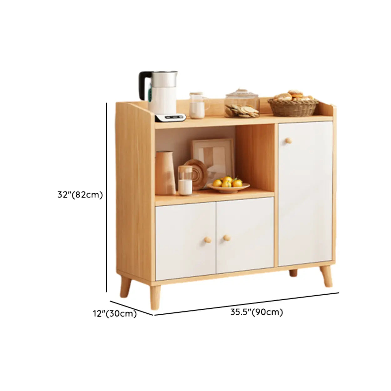 Nordic Oak Rectangular Kitchen China Cabinet