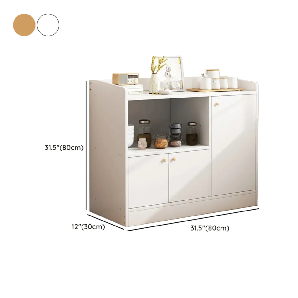 Nordic Oak Rectangular Kitchen China Cabinet