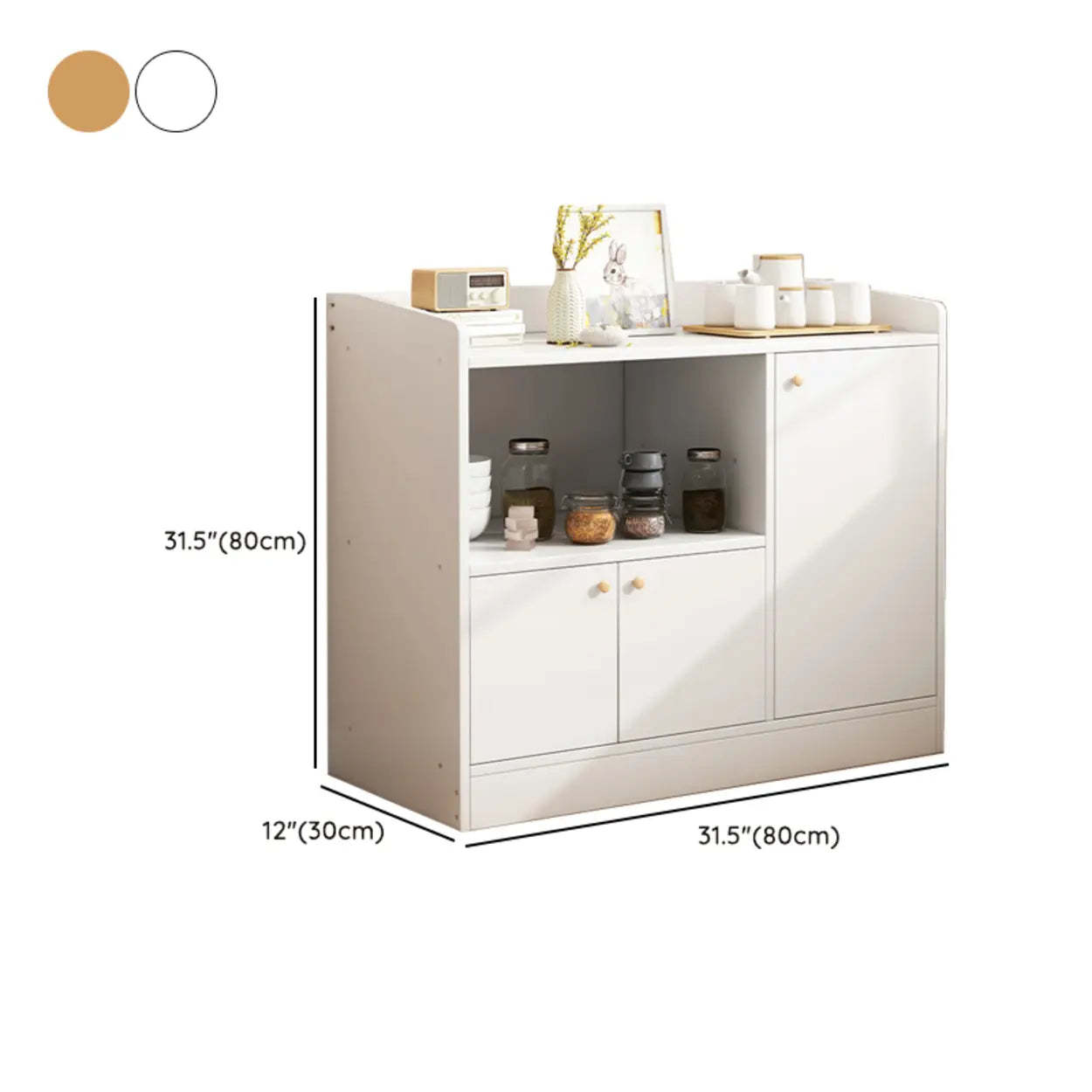 Nordic Oak Rectangular Kitchen China Cabinet