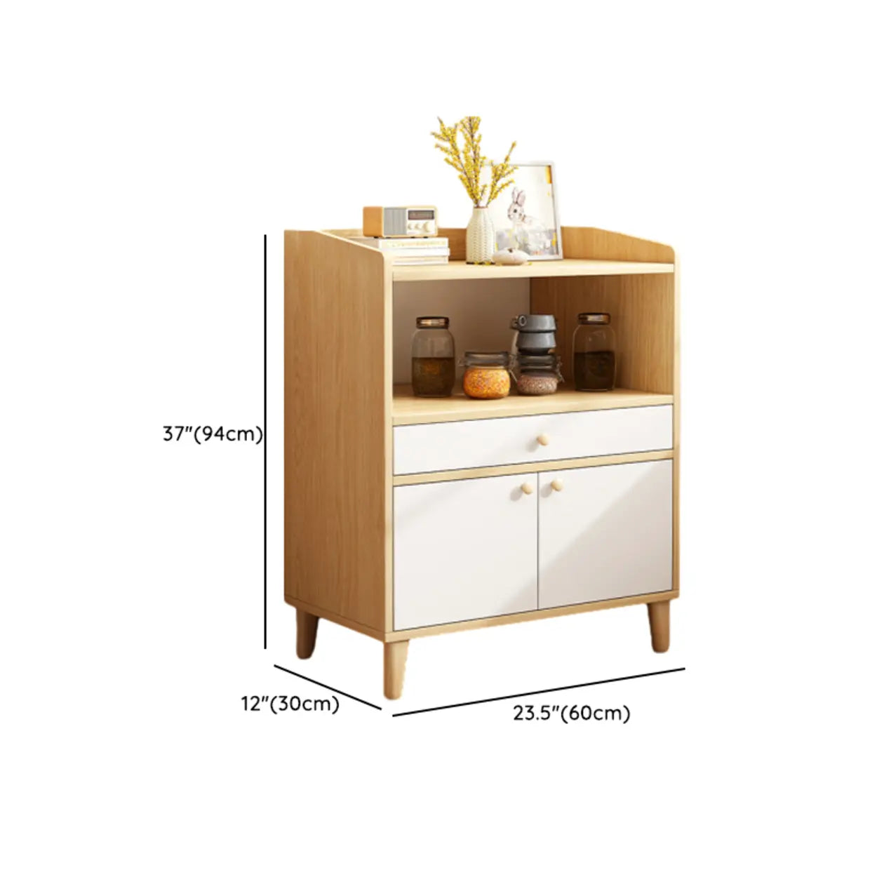 Nordic Oak Rectangular Kitchen China Cabinet