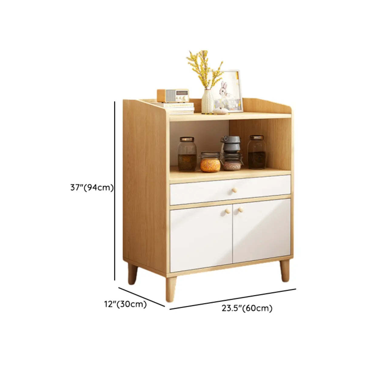 Nordic Oak Rectangular Kitchen China Cabinet