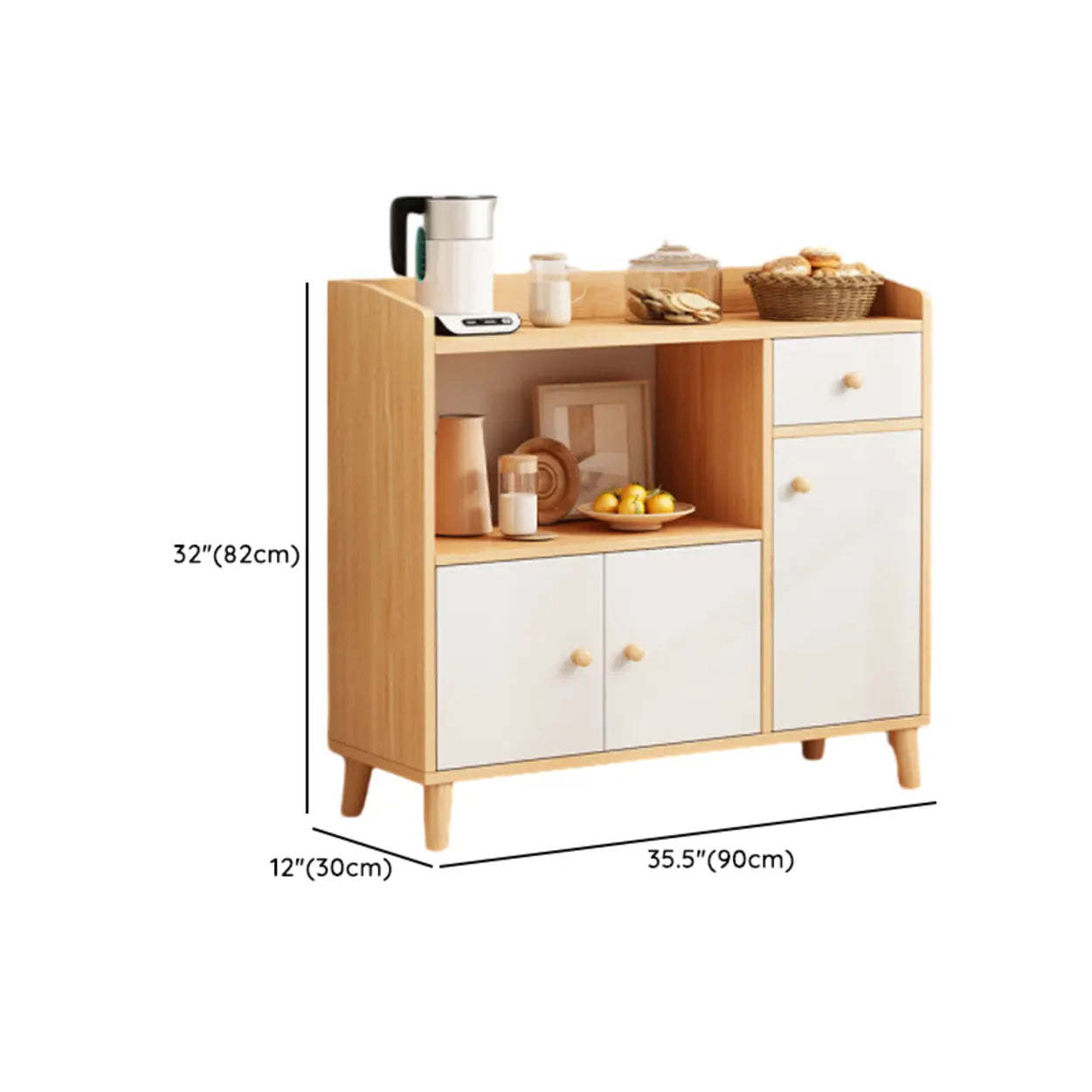 Nordic Oak Rectangular Kitchen China Cabinet