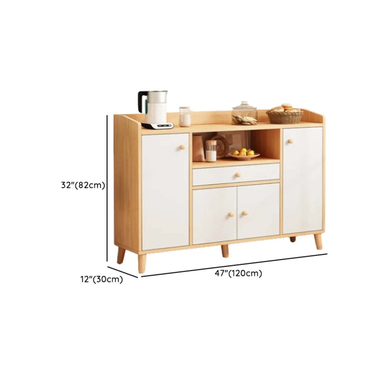 Nordic Oak Rectangular Kitchen China Cabinet