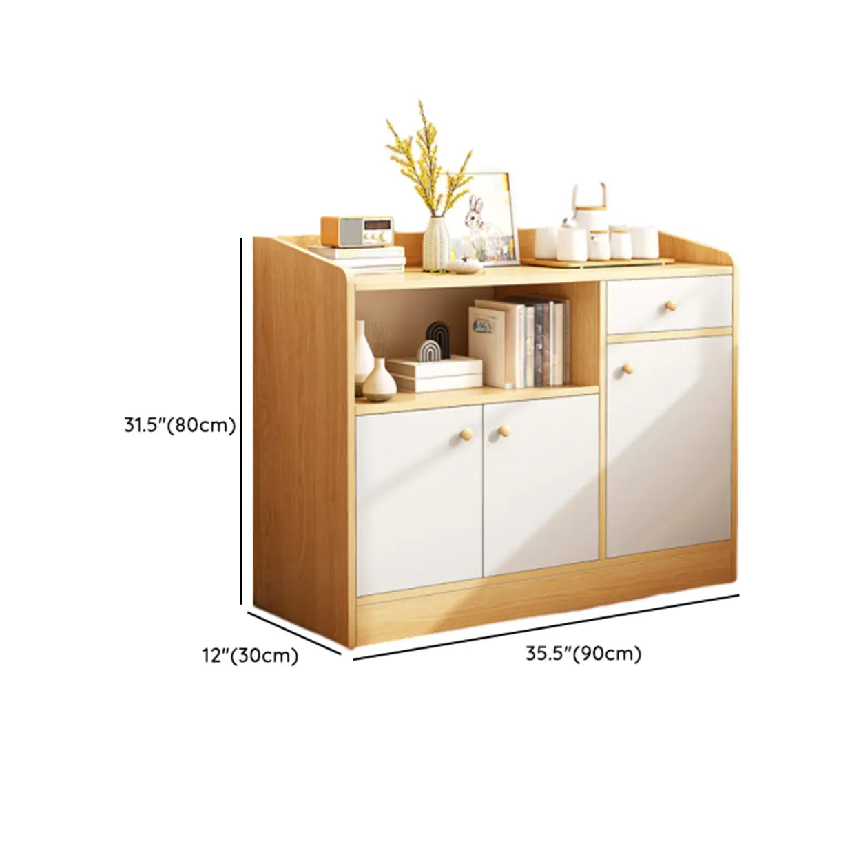 Nordic Oak Rectangular Kitchen China Cabinet
