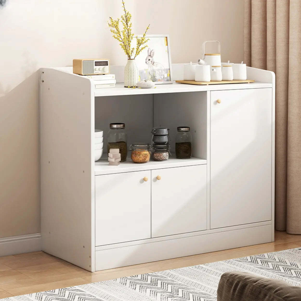Nordic Oak Rectangular Kitchen China Cabinet — Oak / 1