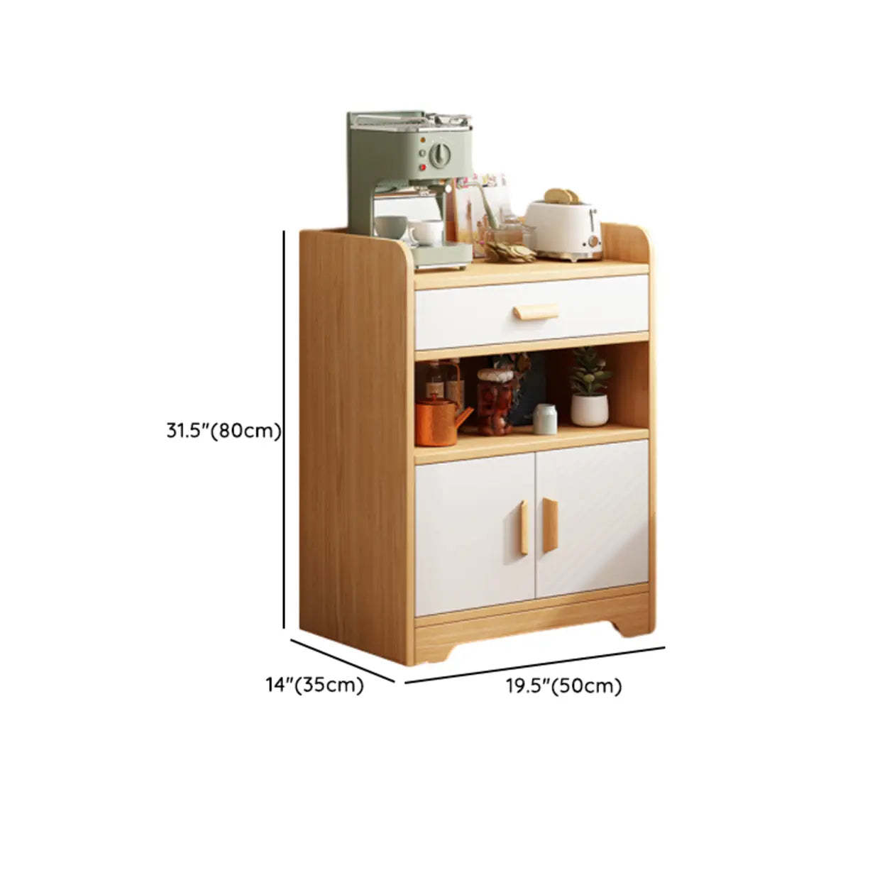 Nordic Oak Rectangular Kitchen China Cabinet