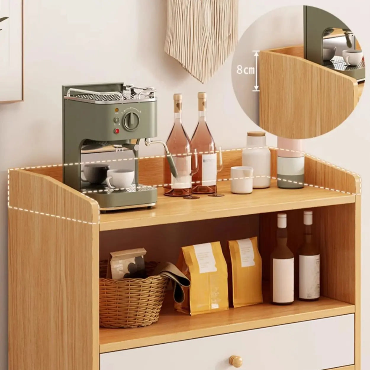 Nordic Oak Rectangular Kitchen China Cabinet — Oak / Drawer Not Included