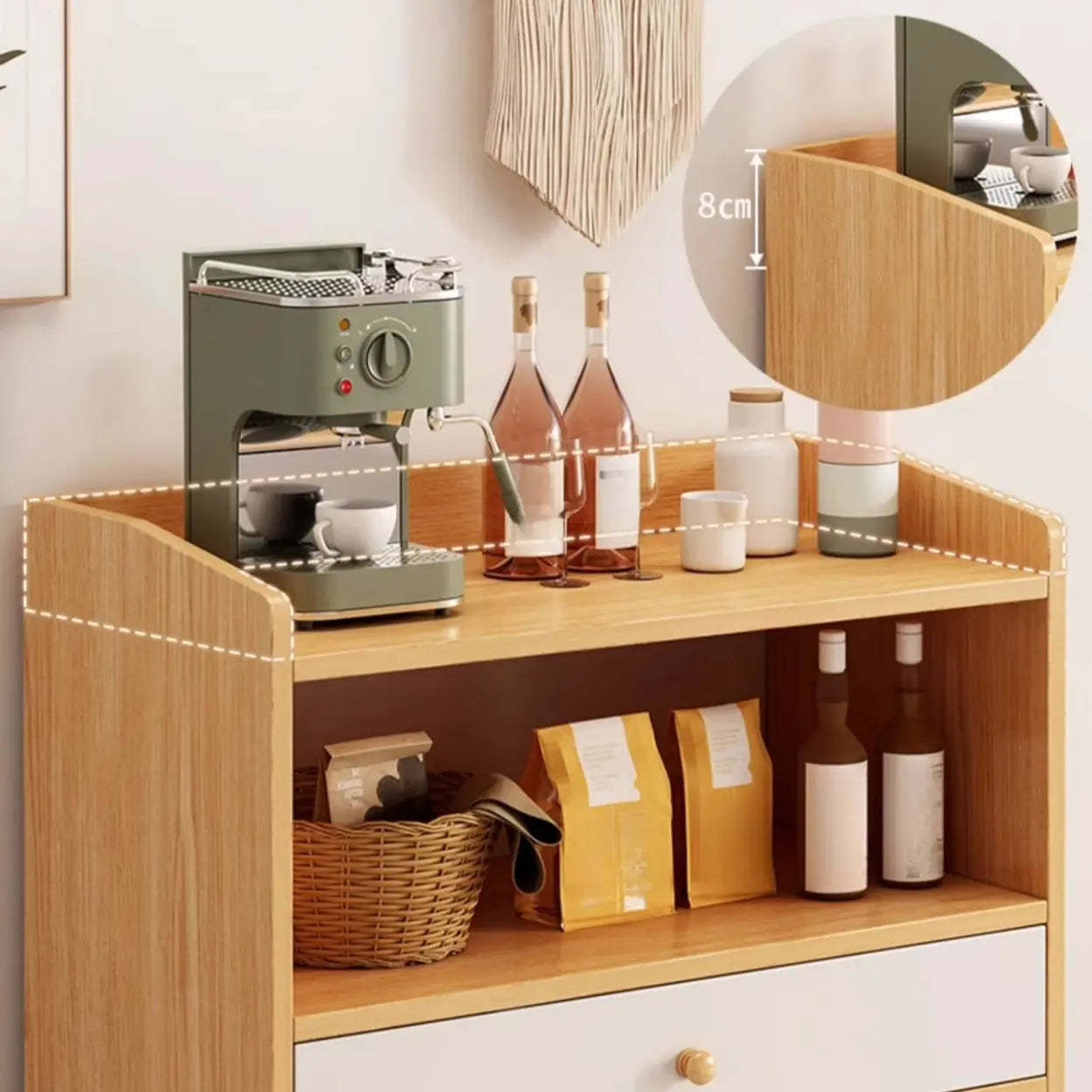 Nordic Oak Rectangular Kitchen China Cabinet — Oak / Drawer Not Included