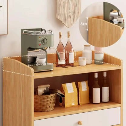 Nordic Oak Rectangular Kitchen China Cabinet — Oak / Drawer Not Included