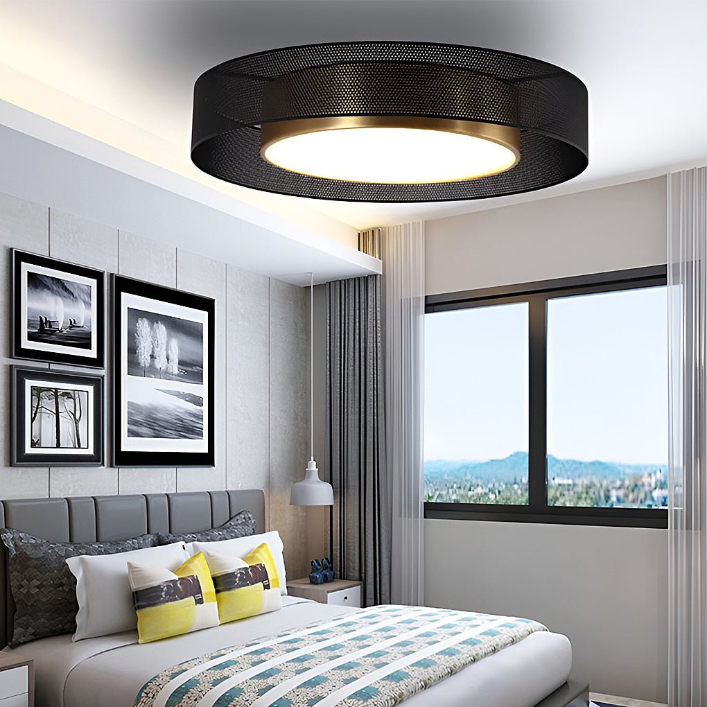 Industrial round black flush mount lighting