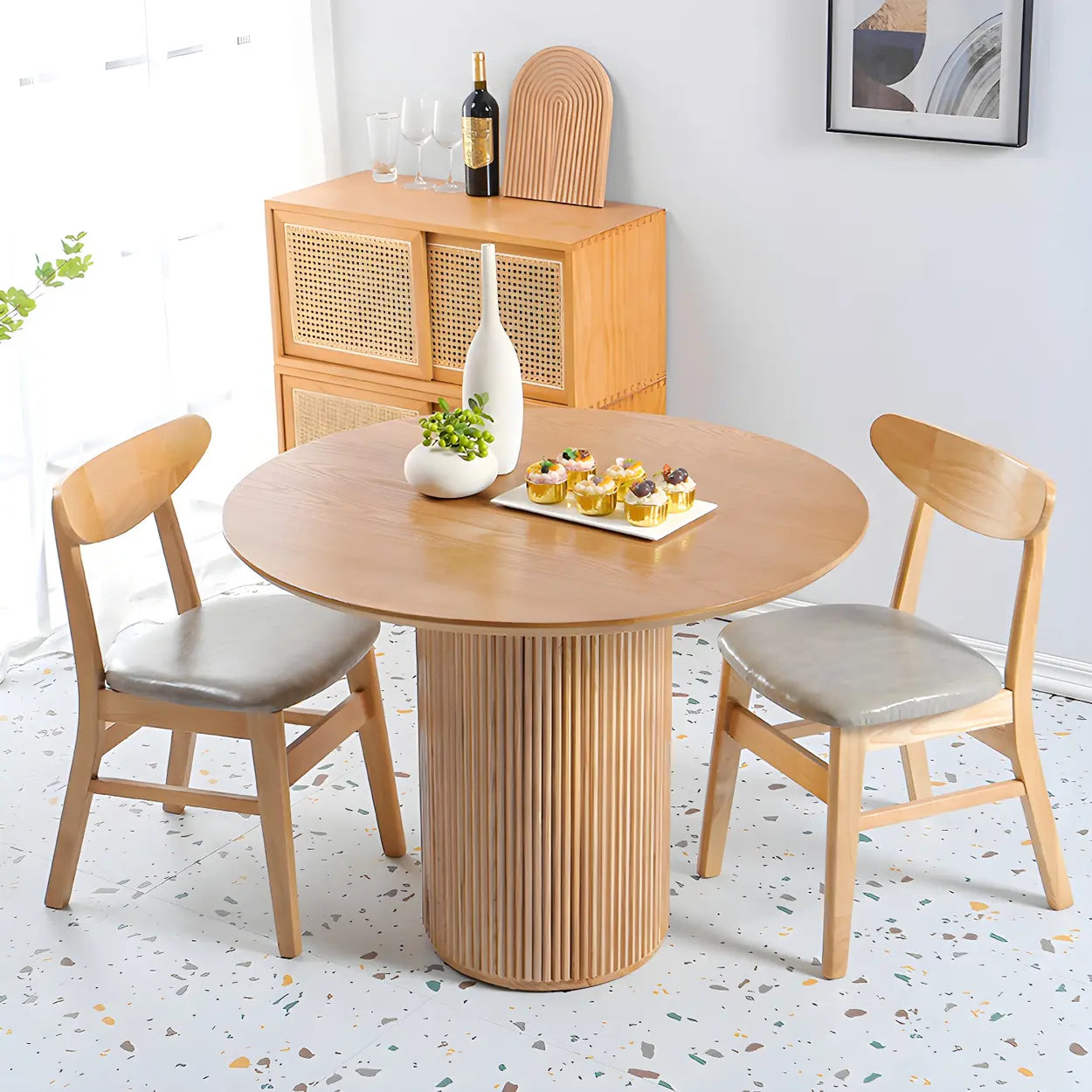 Nordic Round Natural Pine Pedestal Dining Table