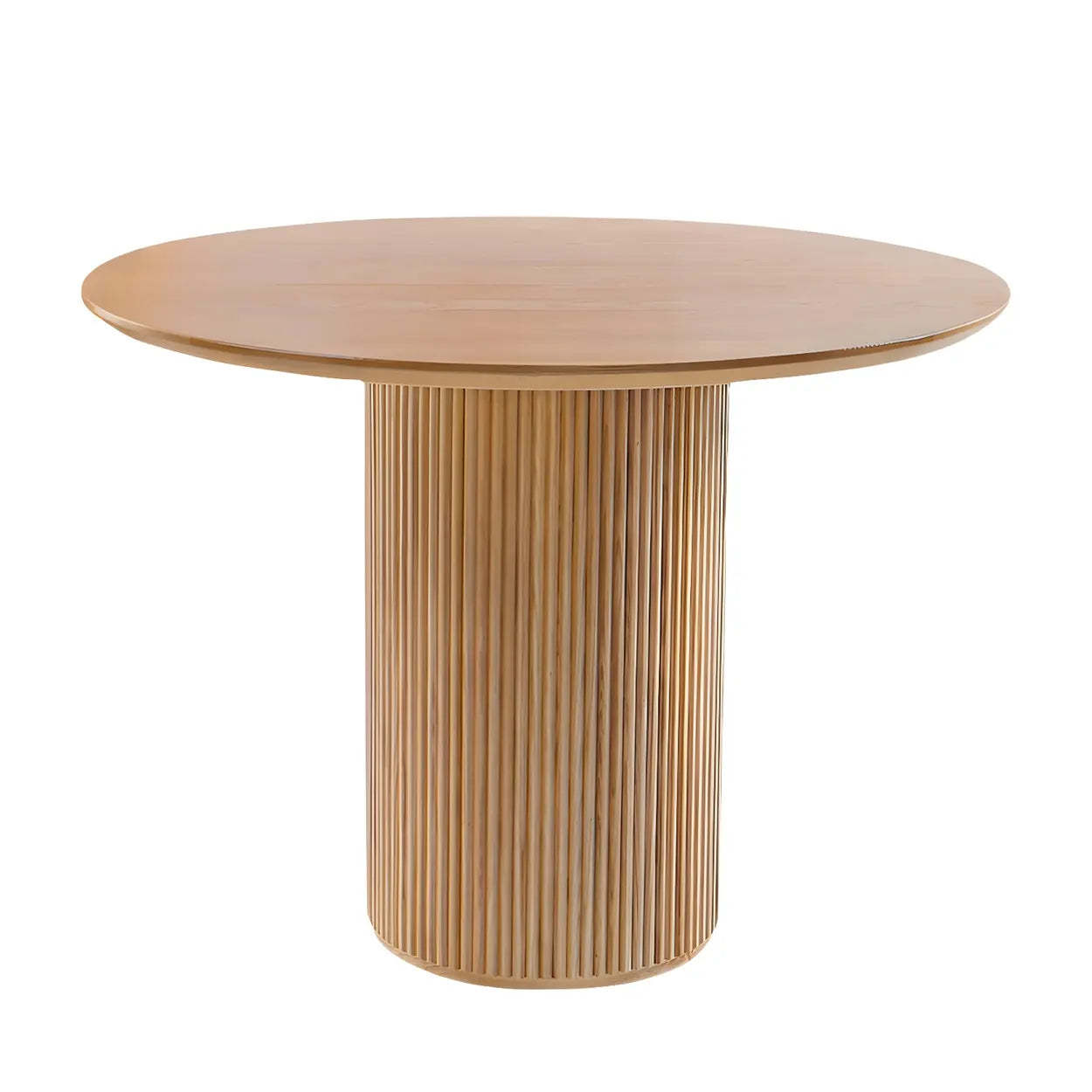 Nordic Round Natural Pine Pedestal Dining Table — White / Table Only