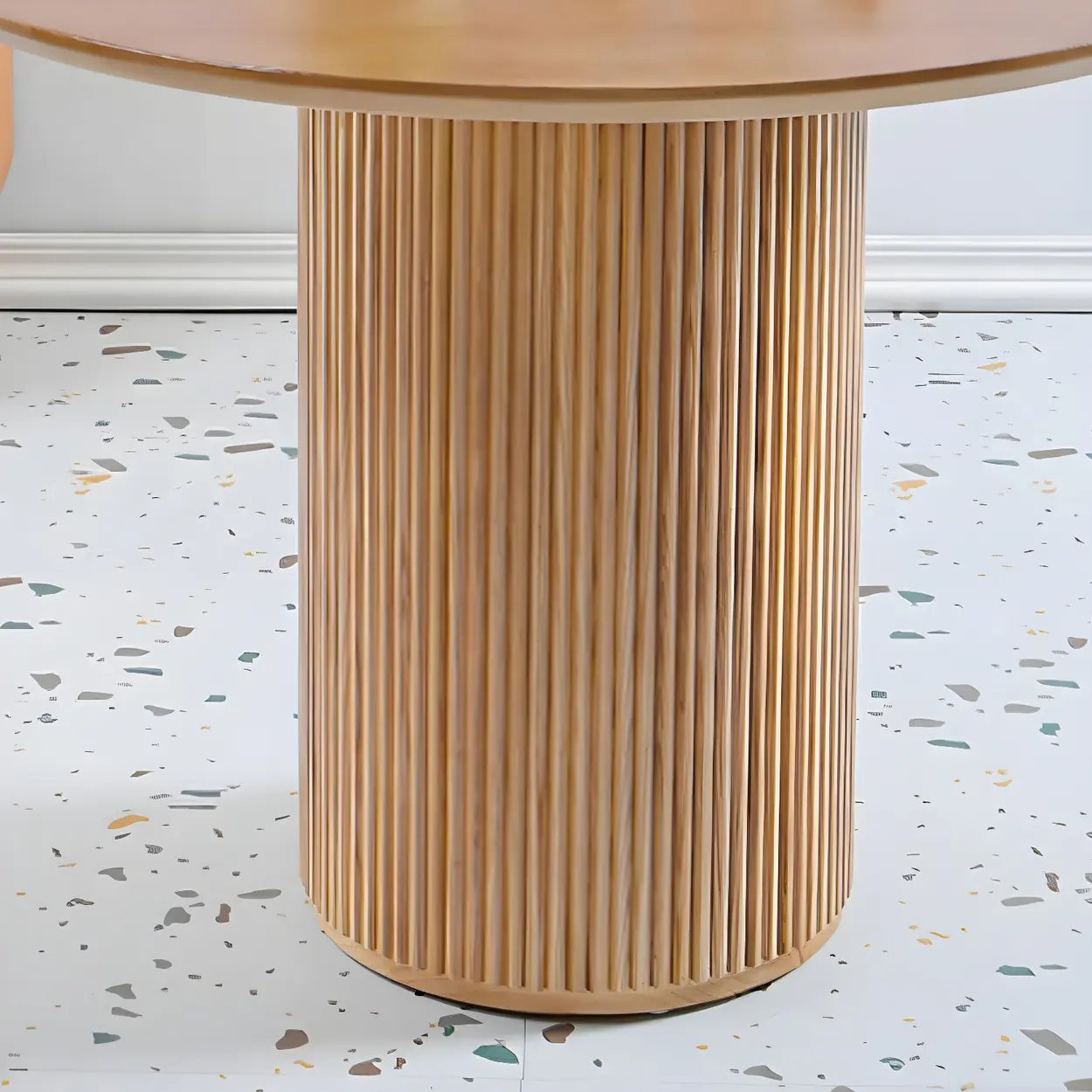 Nordic Round Natural Pine Pedestal Dining Table — Natural / Table Only