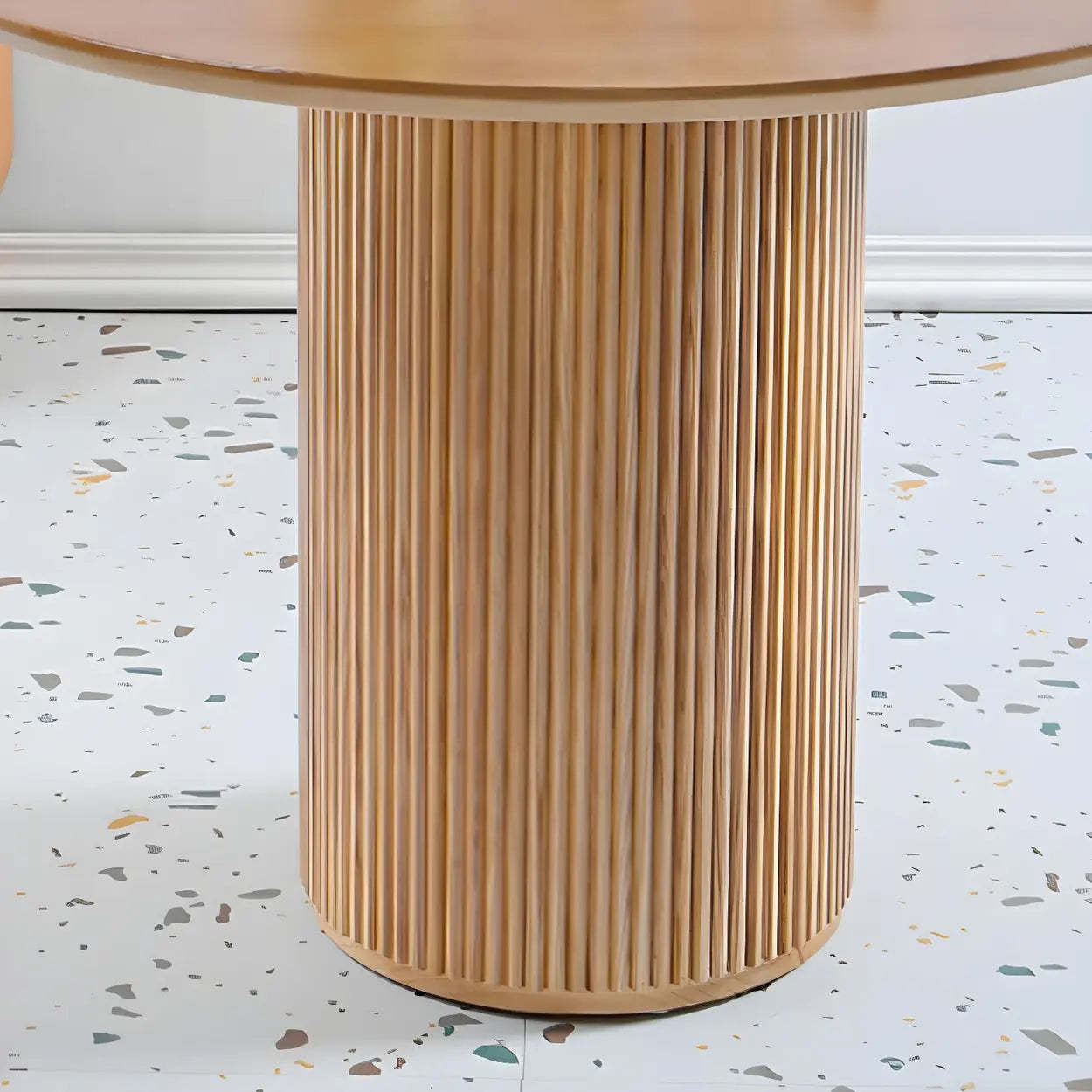 Nordic Round Natural Pine Pedestal Dining Table — Natural / Table Only