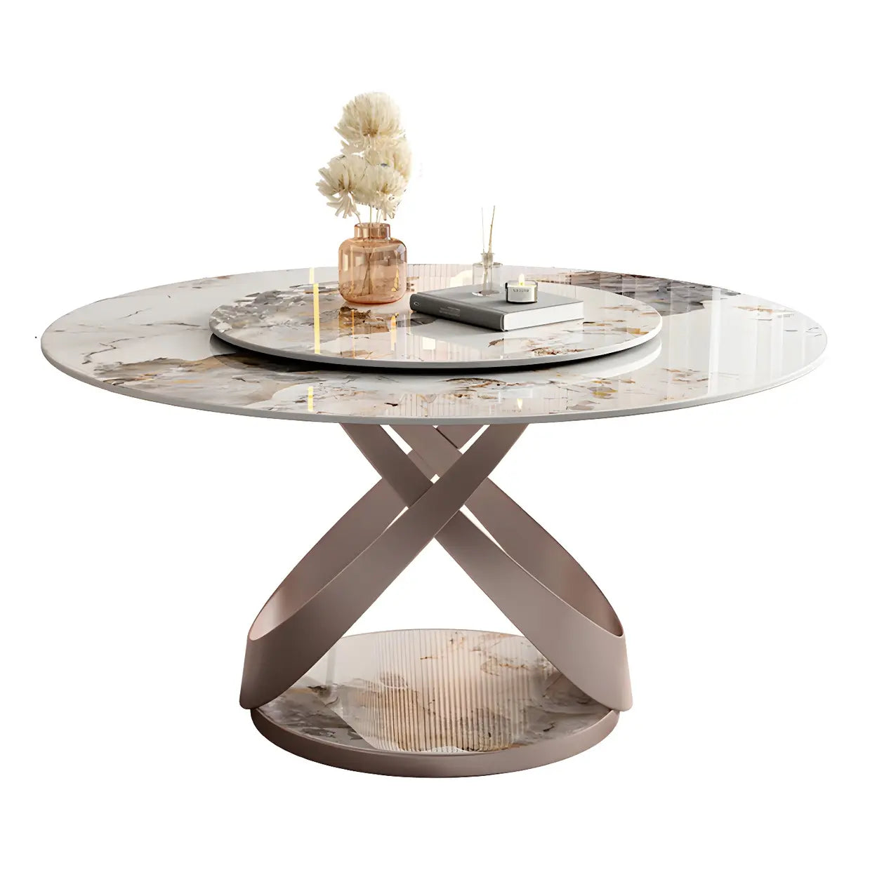 Nordic Round Gray Stone Large Dining Table — Gray / Table Only
