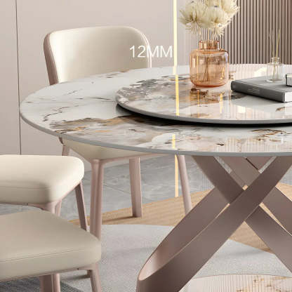 Nordic Round Gray Stone Large Dining Table — Gray / Table Only