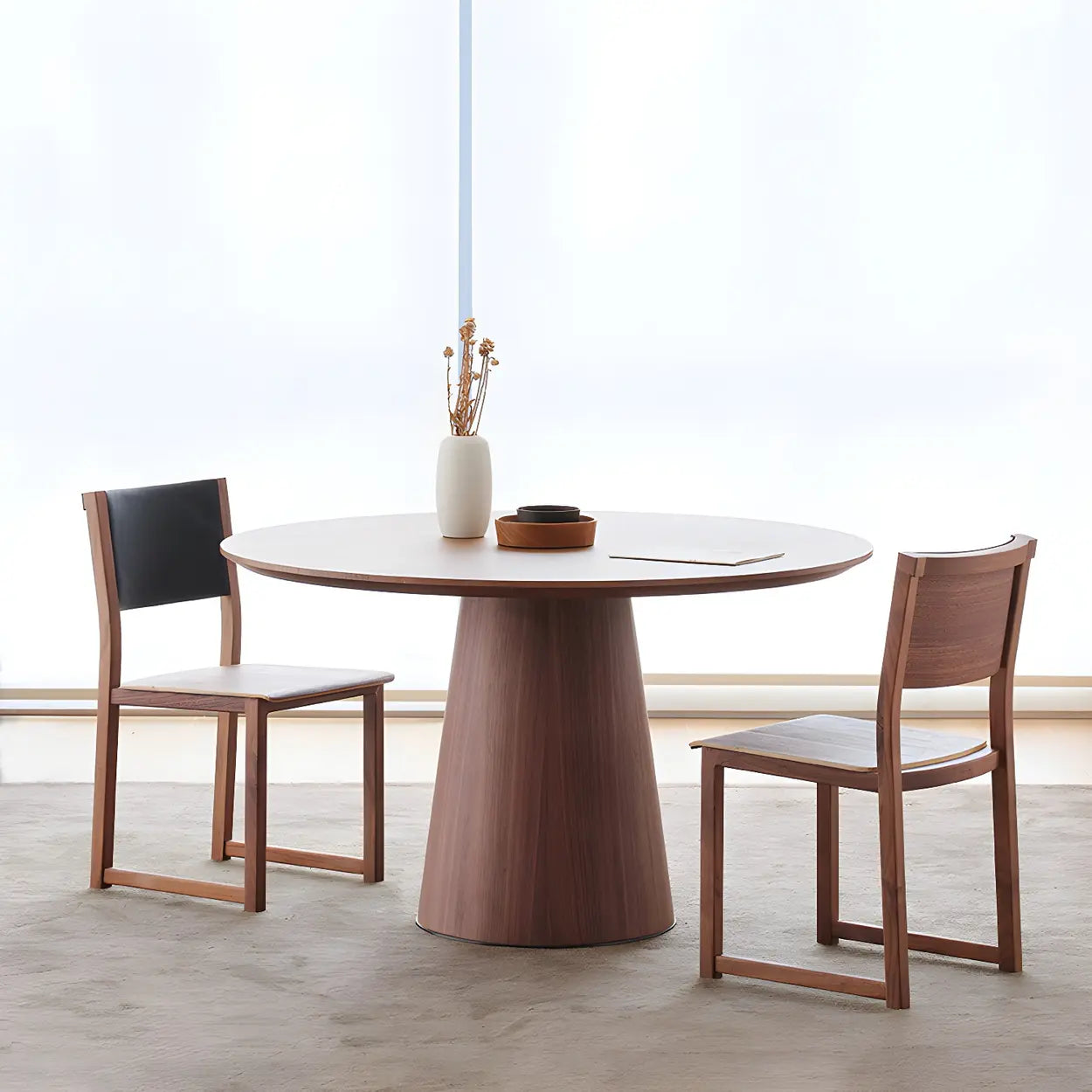 Nordic Round Wood Dining Table — Black / Table Only