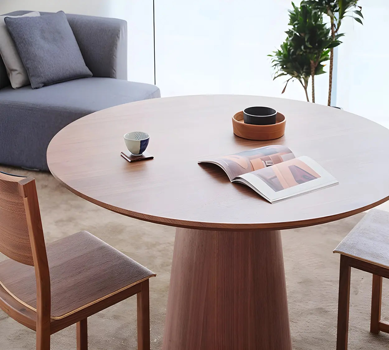 Nordic Round Wood Dining Table — Black / Table Only