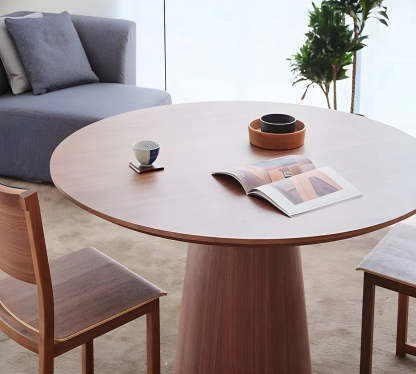 Nordic Round Wood Dining Table — Black / Table Only