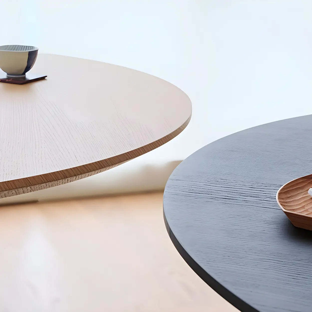 Nordic Round Wood Dining Table — Black / Table Only