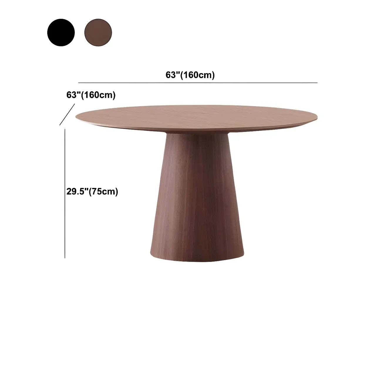 Nordic Round Wood Dining Table — Brown / Table Only