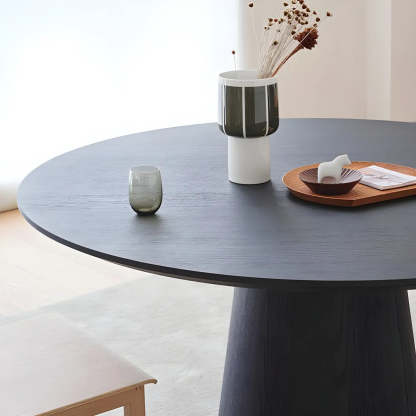 Nordic Round Wood Dining Table — Black / Table Only