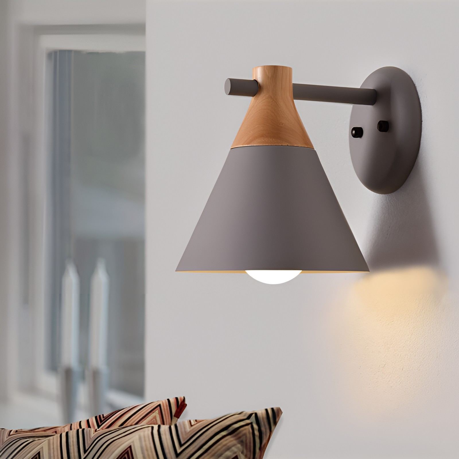 Nordic Solid Wood Macaron Cone Sconce