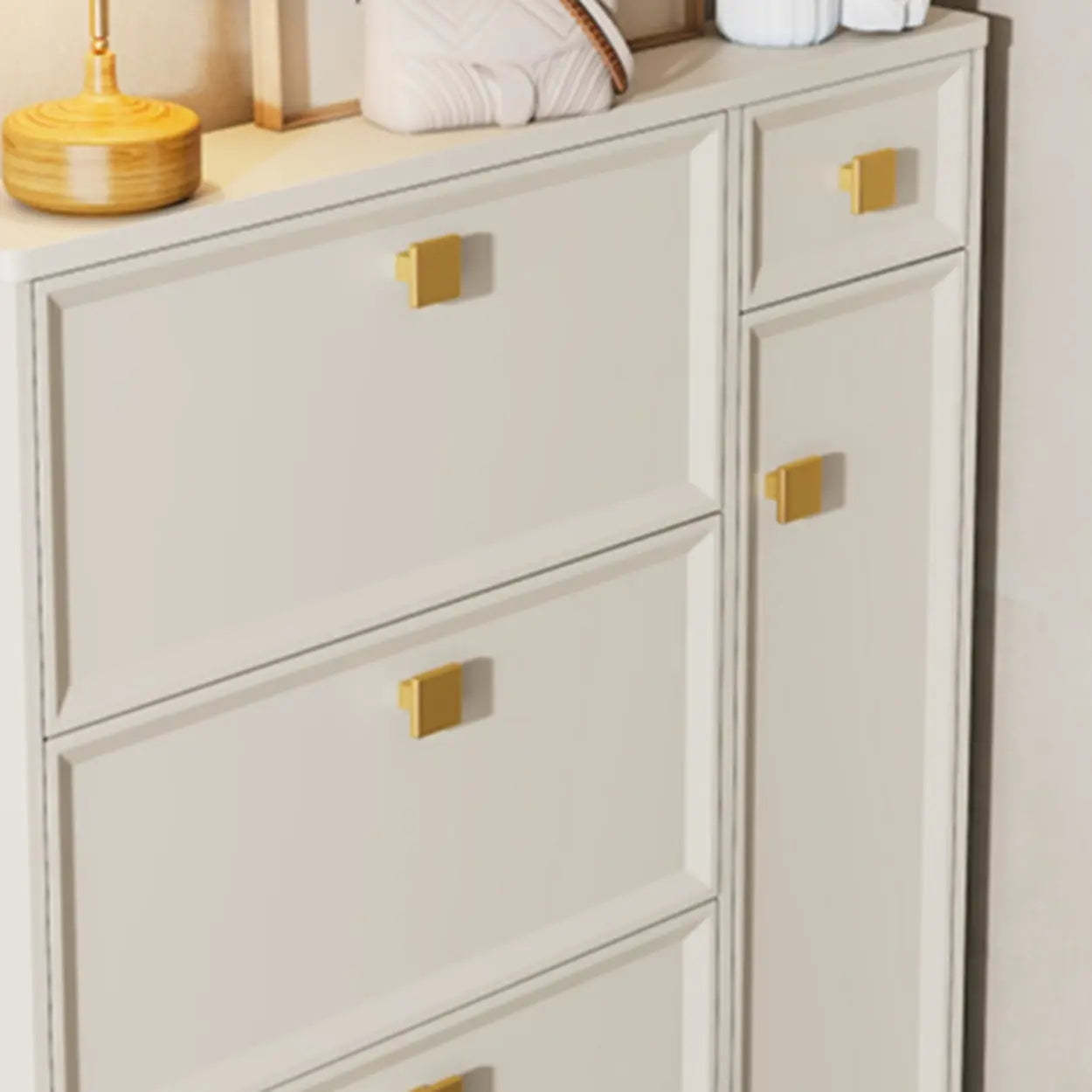Nordic Tall White Wood Hallway Shoe Cabinet