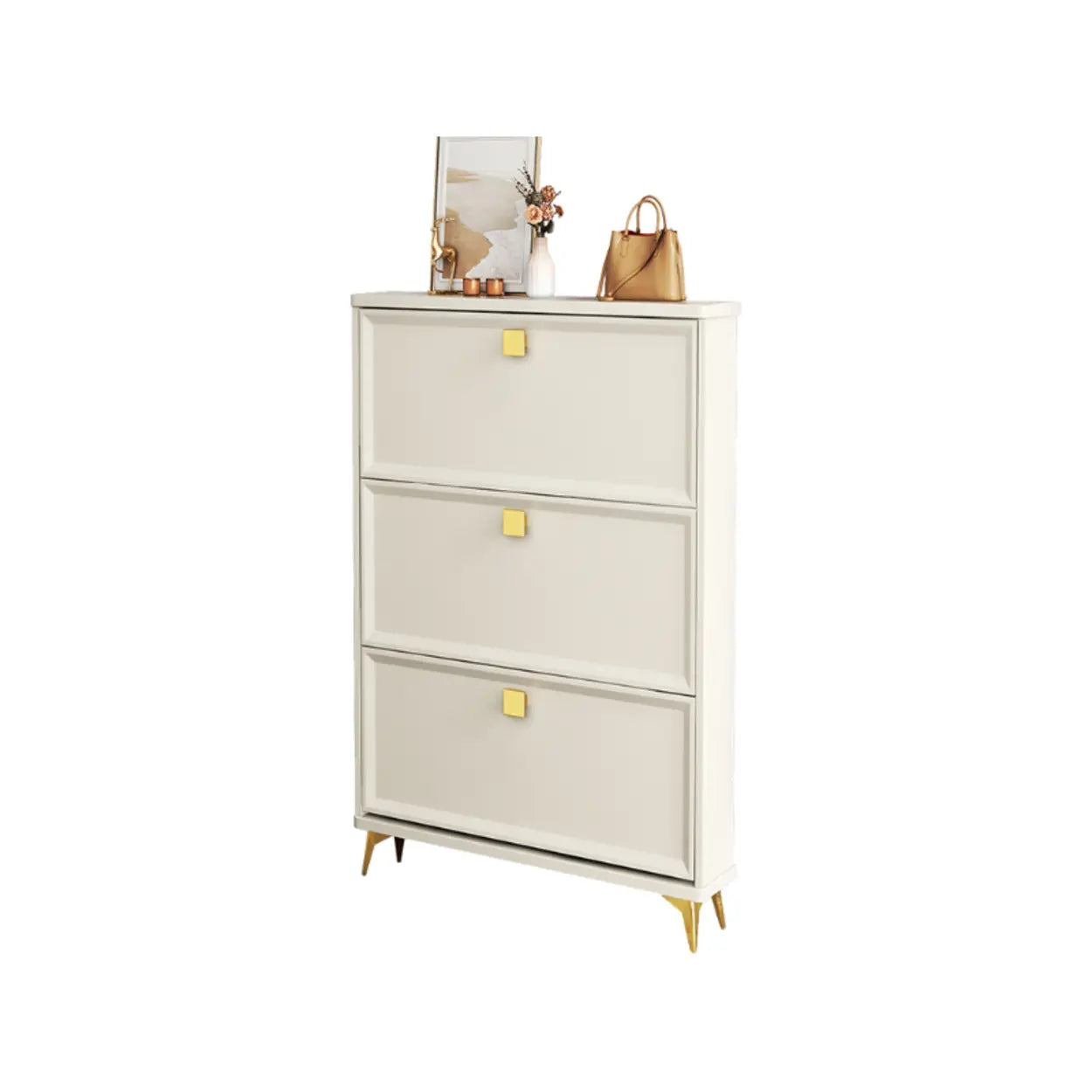 Nordic Tall White Wood Hallway Shoe Cabinet