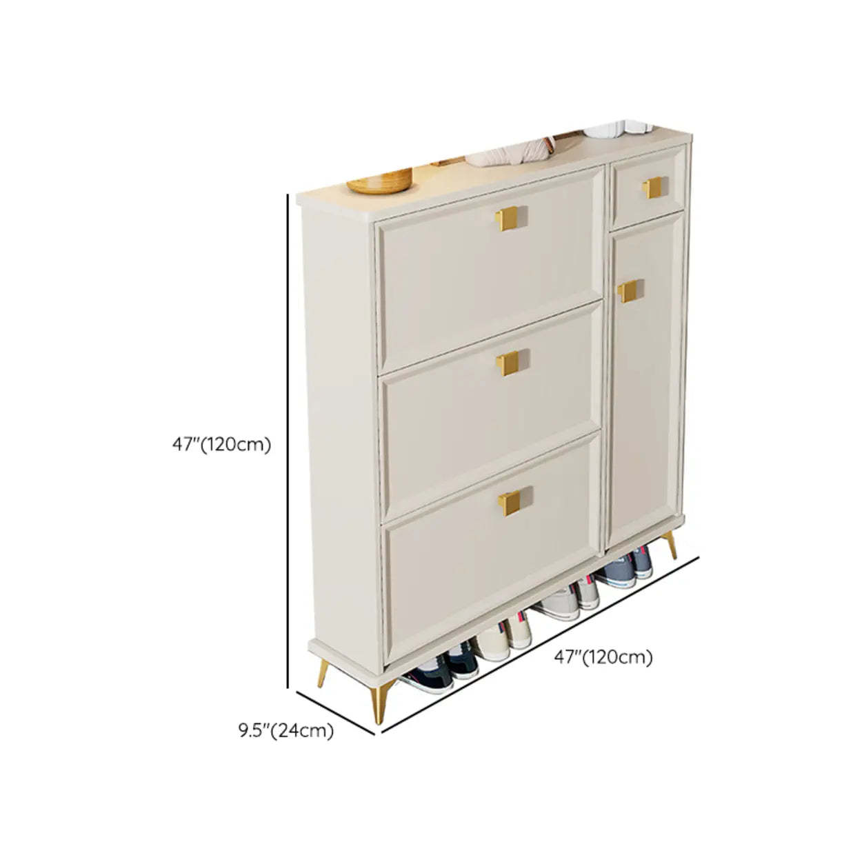 Nordic Tall White Wood Hallway Shoe Cabinet