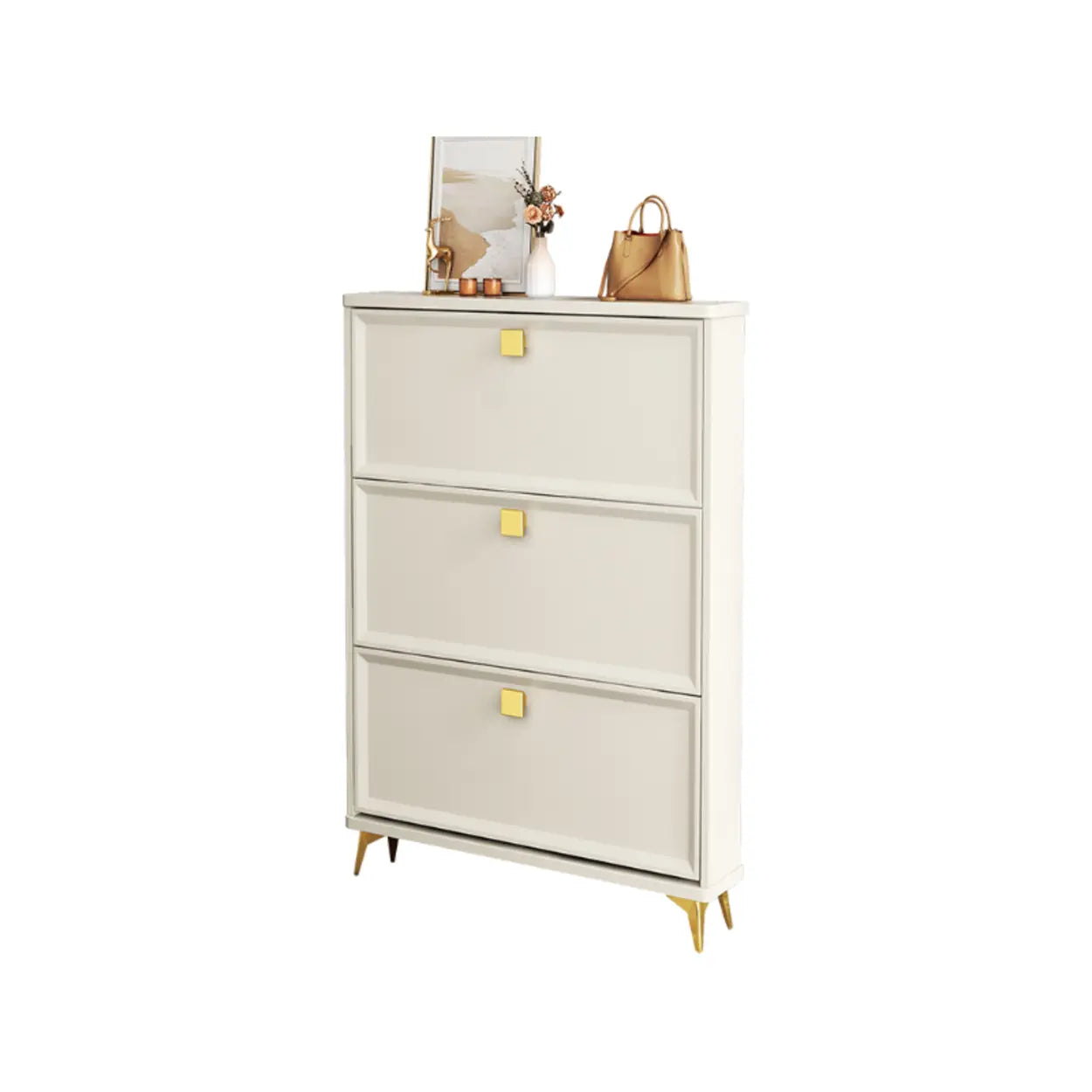 Nordic Tall White Wood Hallway Shoe Cabinet