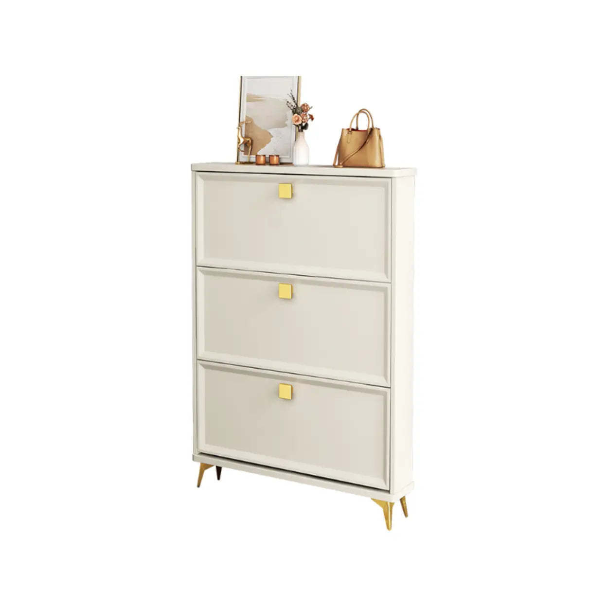 Nordic Tall White Wood Hallway Shoe Cabinet