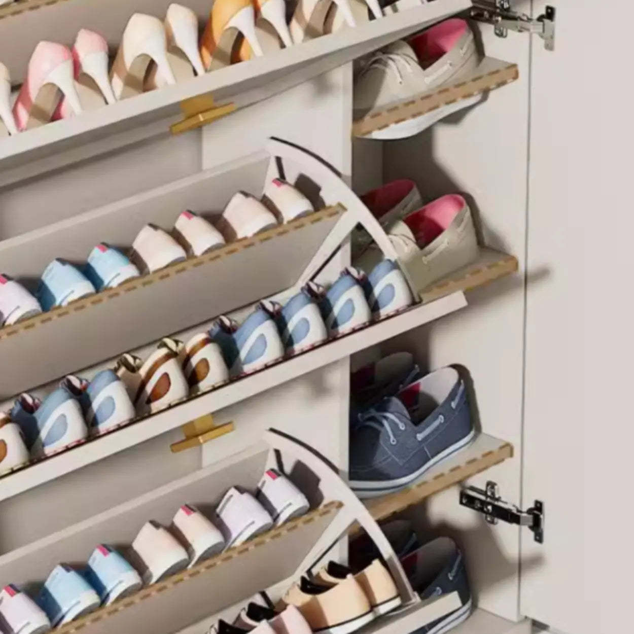 Nordic Tall White Wood Hallway Shoe Cabinet