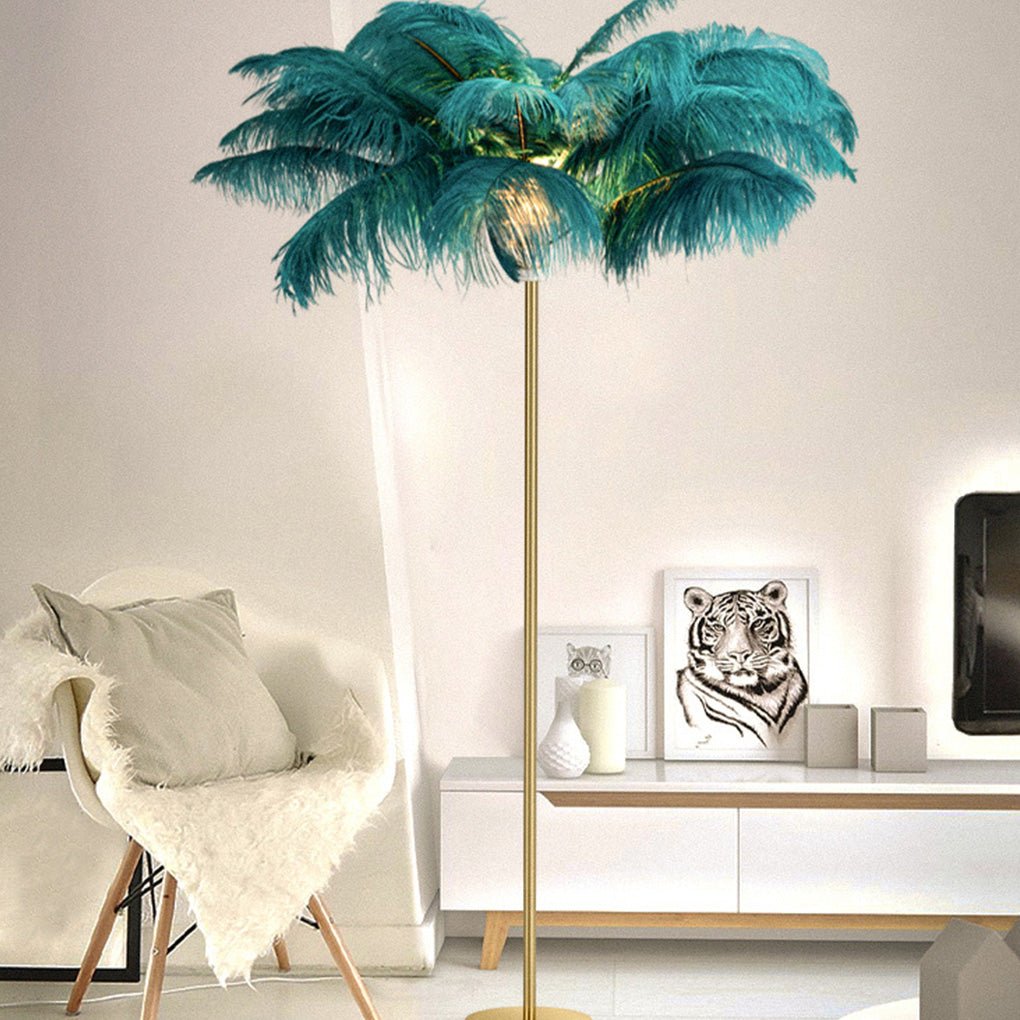 30 Inch Statement Ostrich Feather Decorative Accent Floor Lamp-Lighom