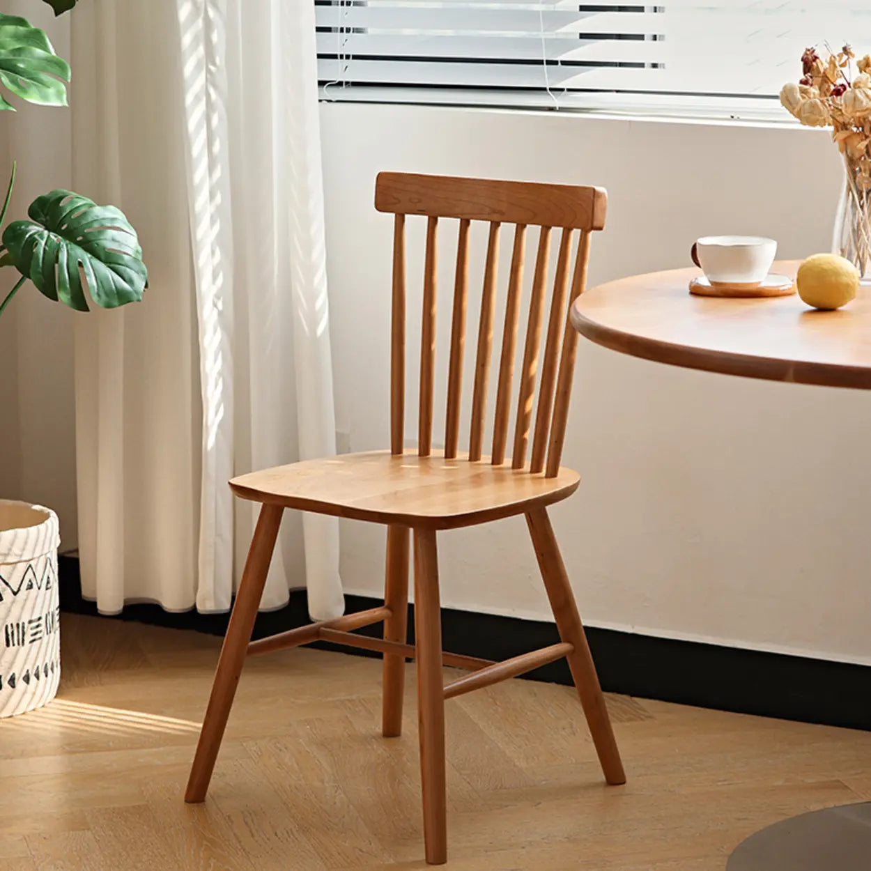Nordic Windsor-Back Wood Natural Cherry Dining Chair — Cherry