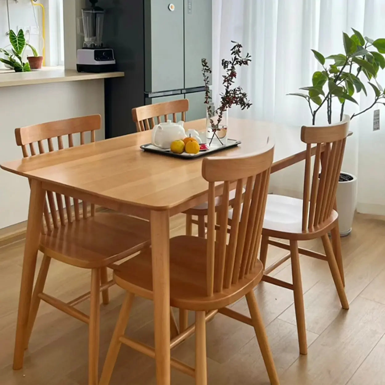 Nordic Windsor-Back Wood Natural Cherry Dining Chair