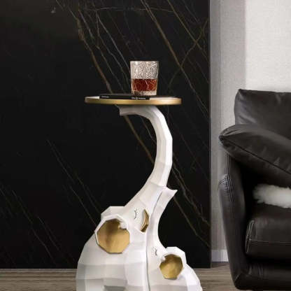 Novelty Elephant-Shaped White Resin Tray End Table