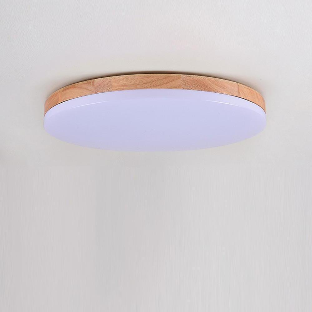 Circular Minimalist Flush Mount Dining Room Light Bamboo Acrylic LED Ceiling Lights-Lighom
