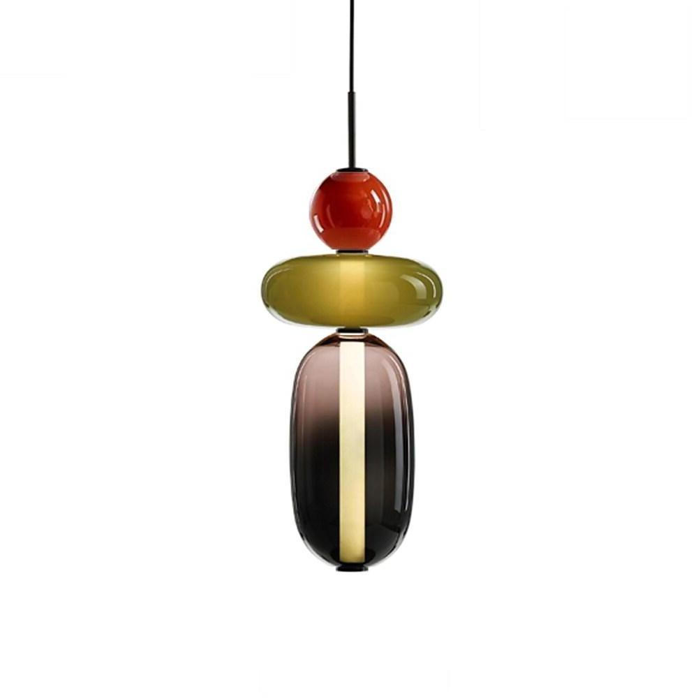 Multiple Shapes Colored Glass Pendant Light Metal Pendant Lighting-Lighom