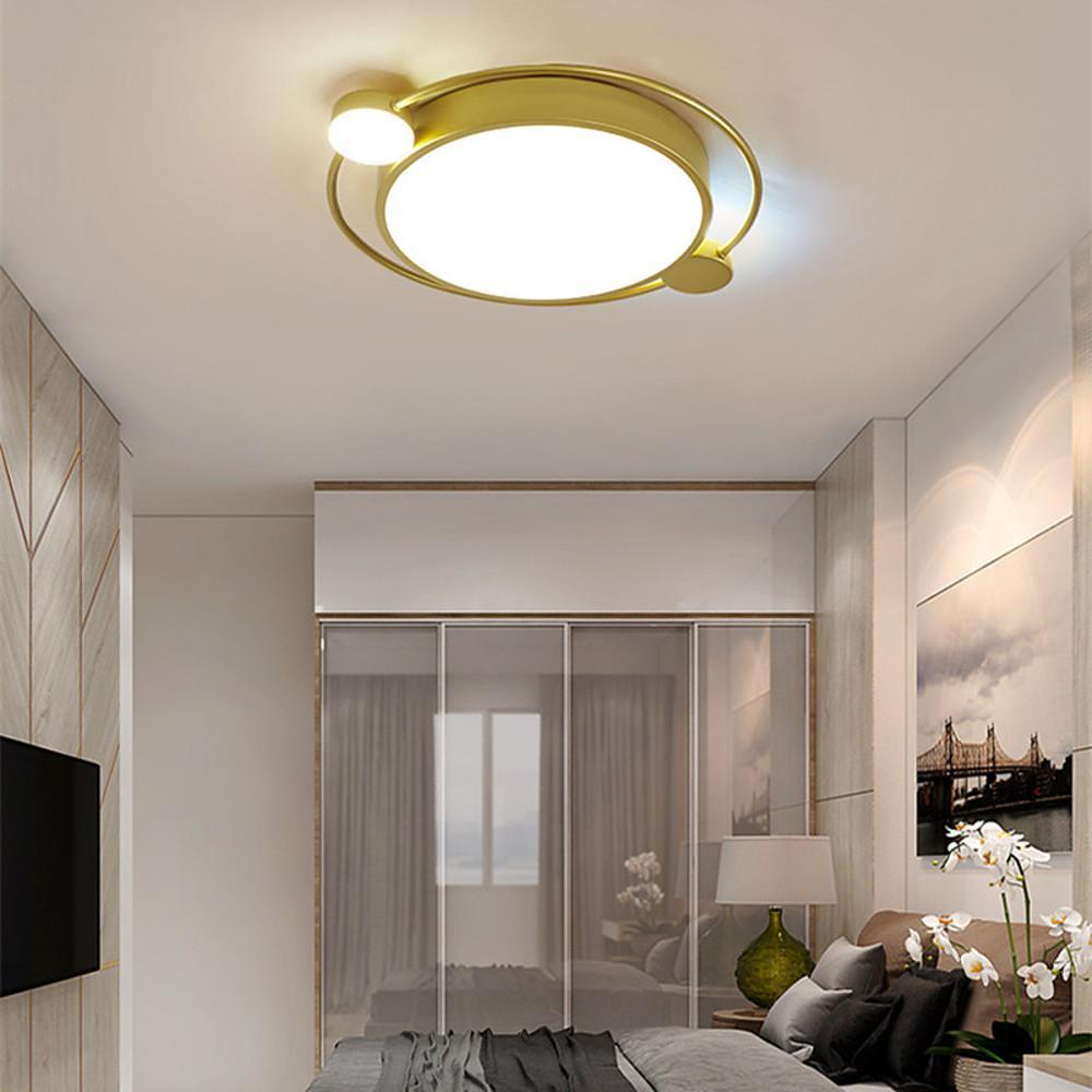 Modern Dual-Round Flush Mount Ceiling Light, Gold and Black
