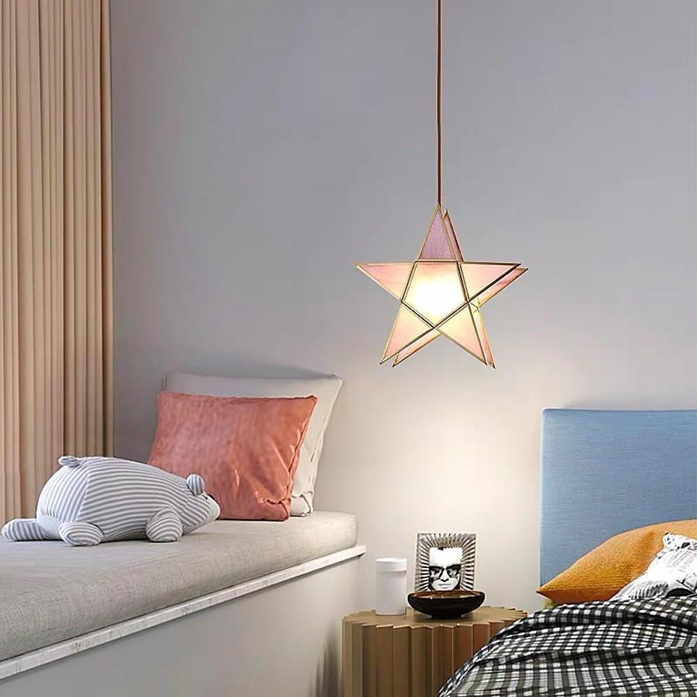 Double Star Shaped Kitchen Pendant Lights Copper Glass Pendant Lighting-Lighom