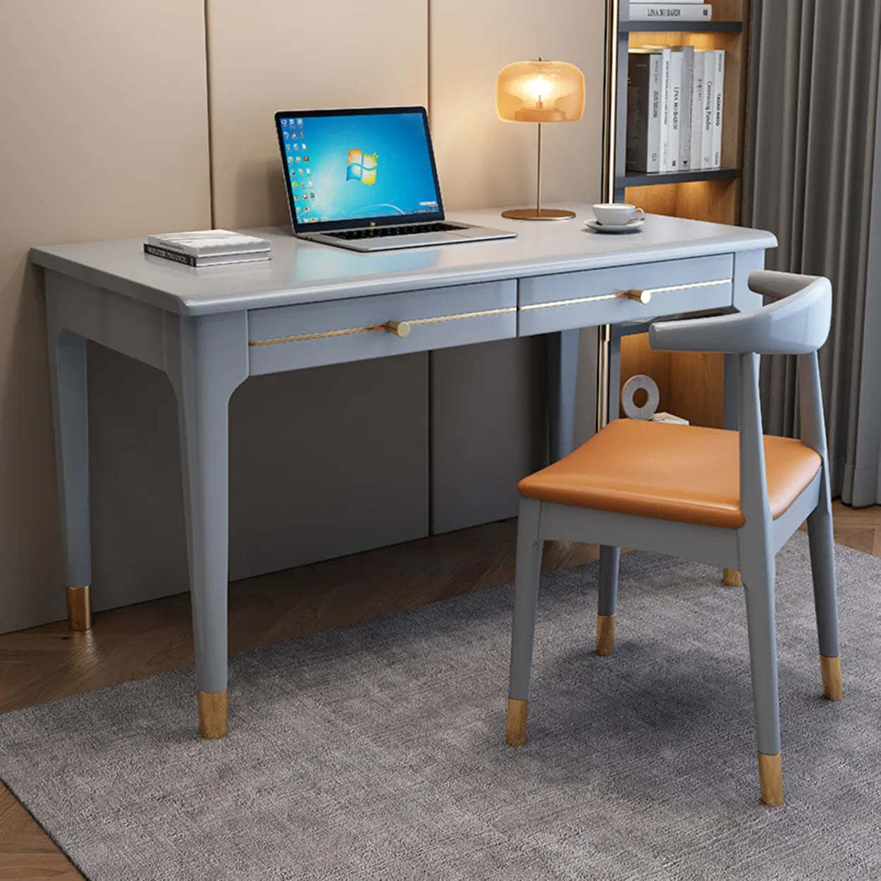 Nut-Brown Butcher Block Soft-Close Computer Desk | Lighom