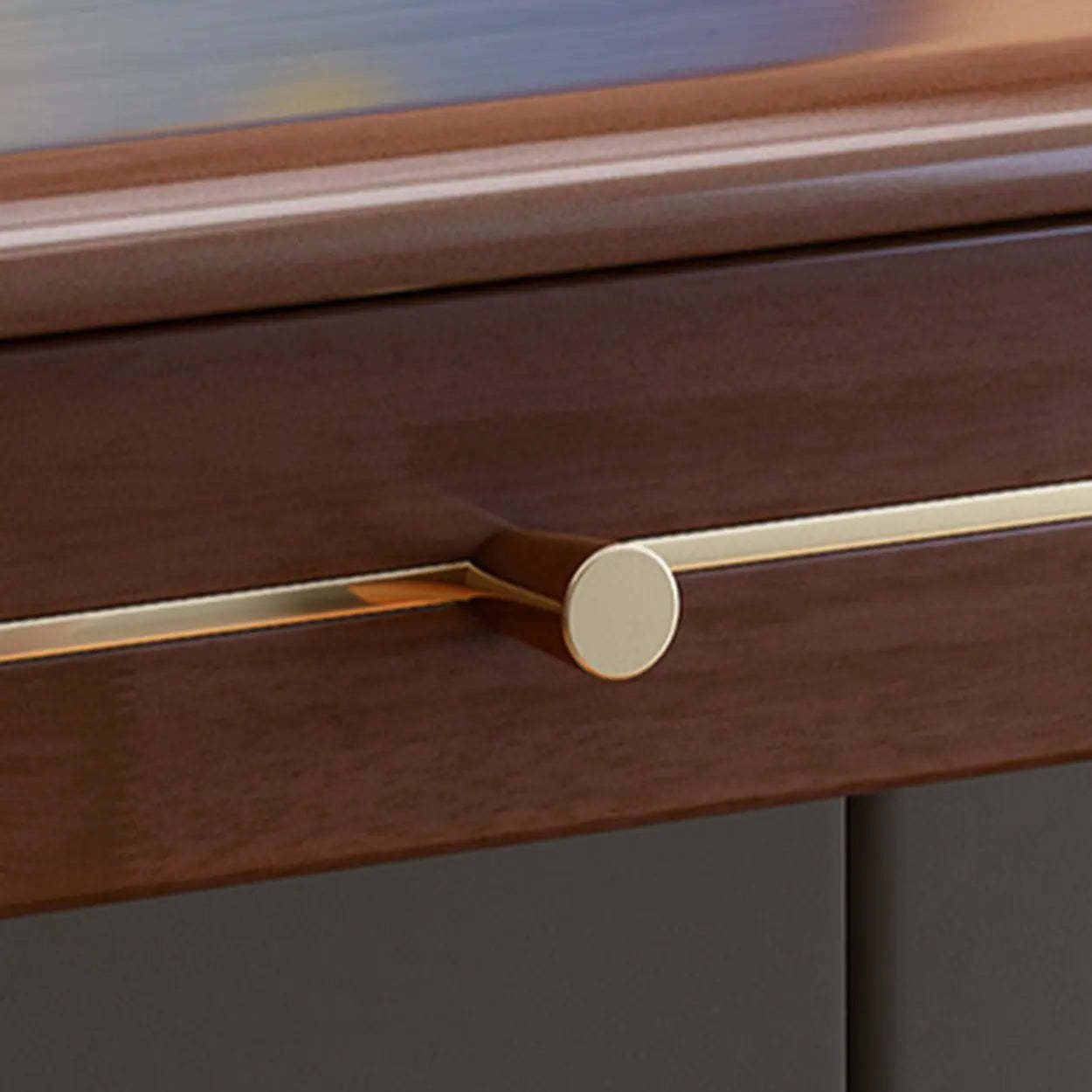 Nut-Brown Butcher Block Soft-Close Computer Desk