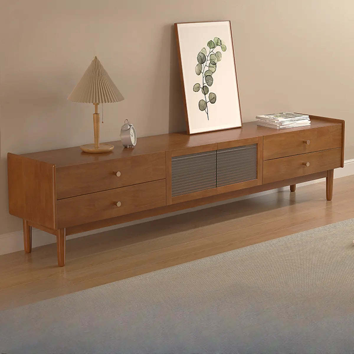 Nut-brown stand wood tv stands for living room — 59" L x 16" W x 20" H / Cherry