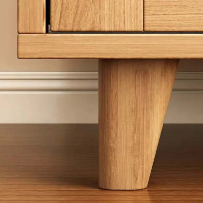 Nut-Brown Open Sideboard with Drawers and Shelves
