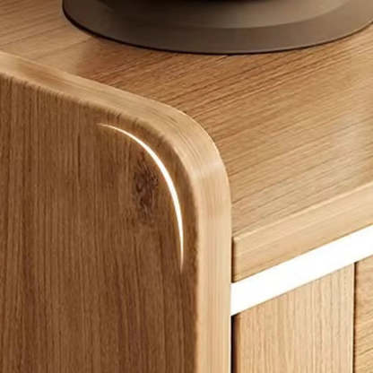 Nut-Brown Open Sideboard with Drawers and Shelves